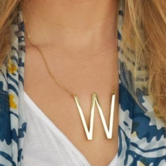 FP Jewelry Letter W Necklace 14kt Goldplated Never Tarnish Hypoallergenic - Picture 5 of 7